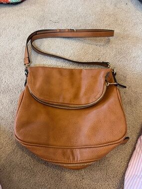 Moda Luxe Brown Leather-Look Crossbody Bag